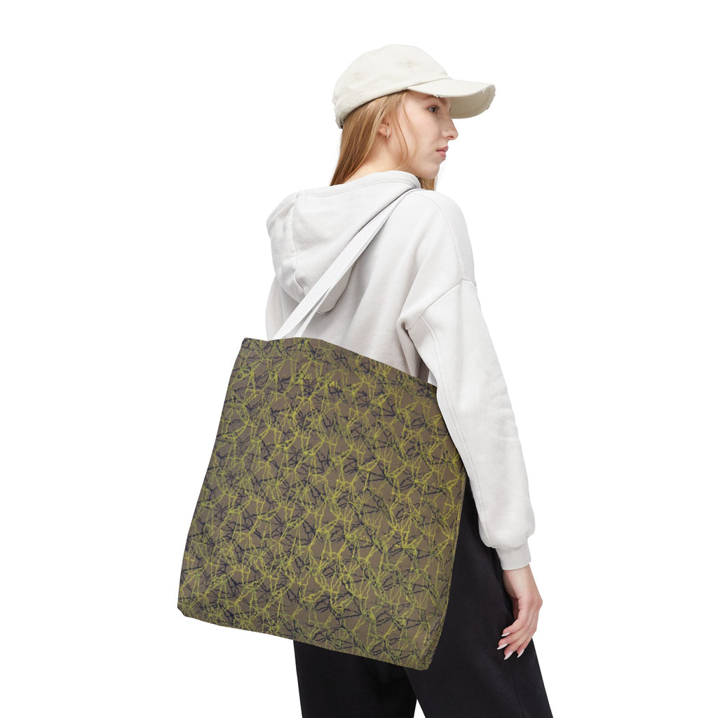 Abstract Olive Mosaic Tote Bag — All-Over-Print Reusable Shopper