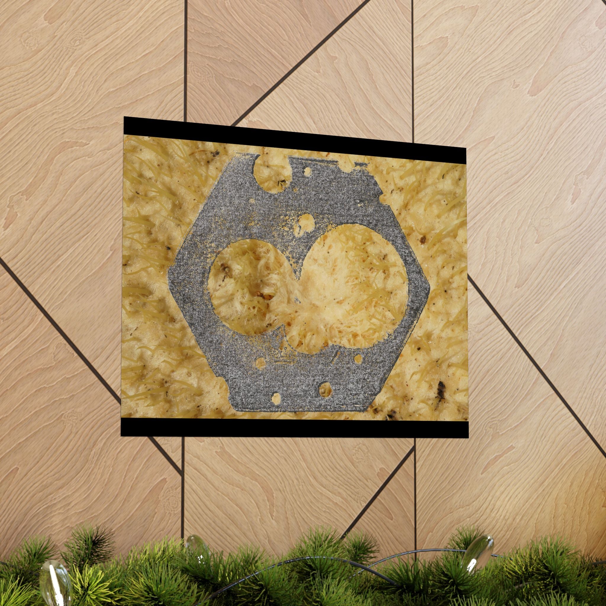 Zeskantmoer Macro Poster | Industriële textuur Matte Horizontale Poster 