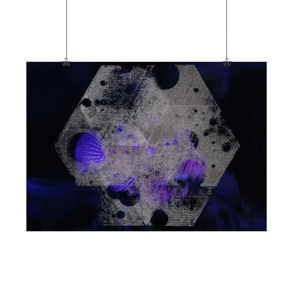 Abstract Hexagon Purple Smoke Poster