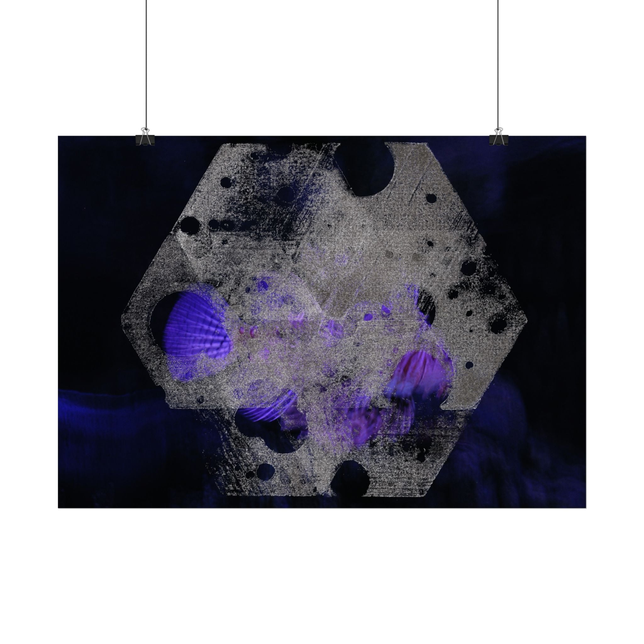 Abstract Hexagon Purple Smoke Poster