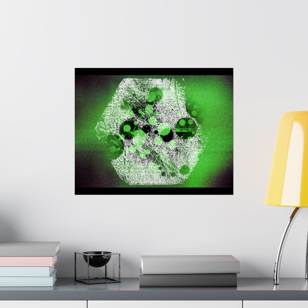 Abstract Neon Green Art Poster — Matte Horizontal Wall Print