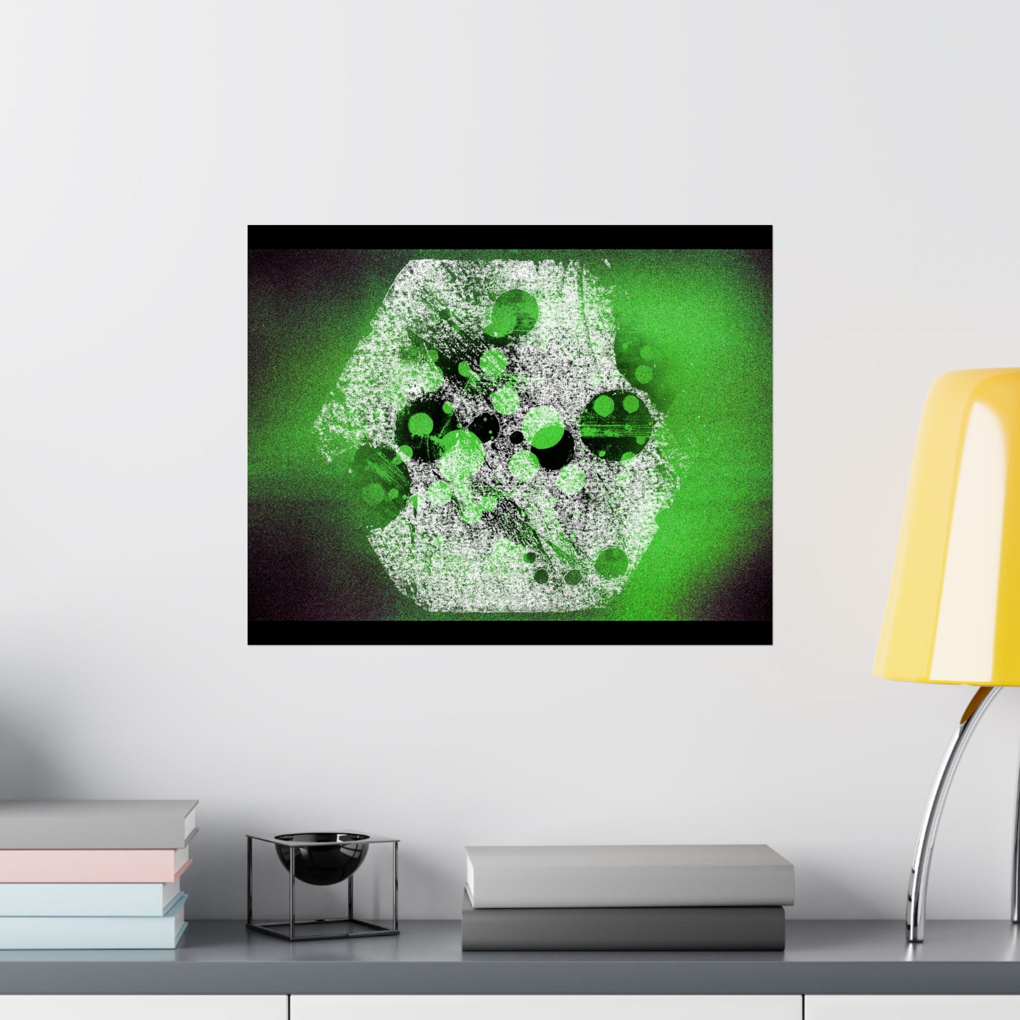 Abstract Neon Green Art Poster — Matte Horizontal Wall Print