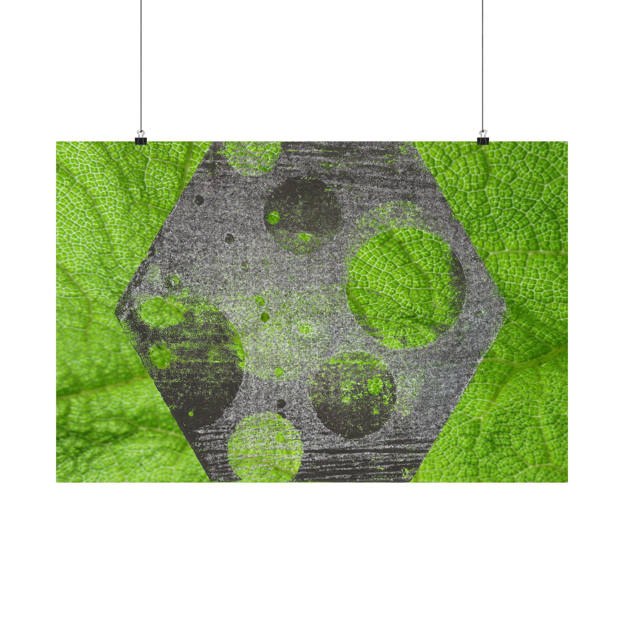 Abstract Green Hexagon Matte Poster — Modern Geometric Wall Art