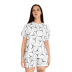 Women's Short Pajama Set — Minimal Black Crackle All-Over Print Sleepwear