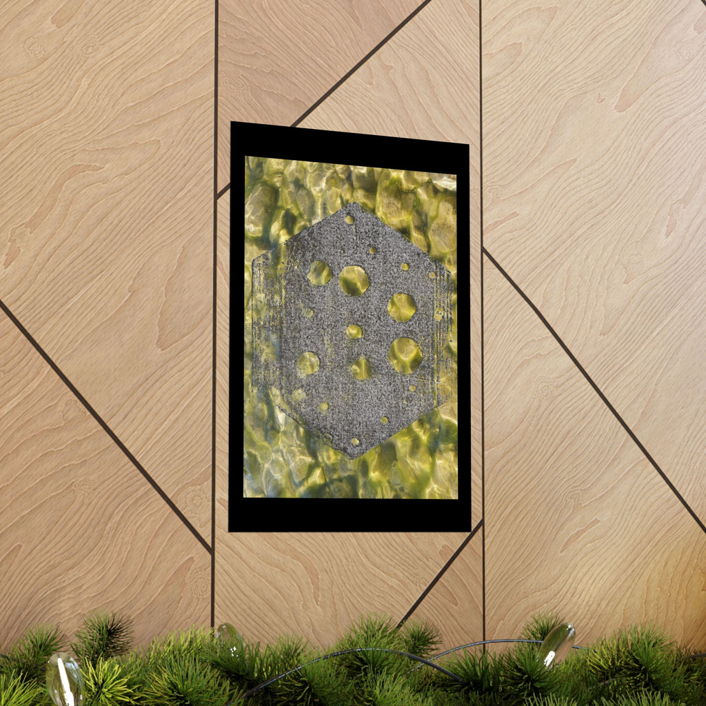 Abstract Hex Tile Poster — Gold Water Texture Matte Vertical Print