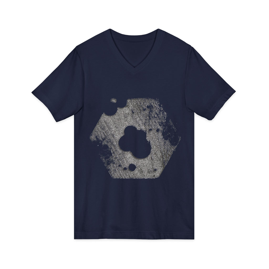Hex Moon Graphic Tee Design Hex07 — Distressed Space Cheese Vintage Astronomy V-Neck T-Shirt