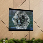 Abstract Hexagon Collage Matte Poster — Moody Blue Geometric Wall Art