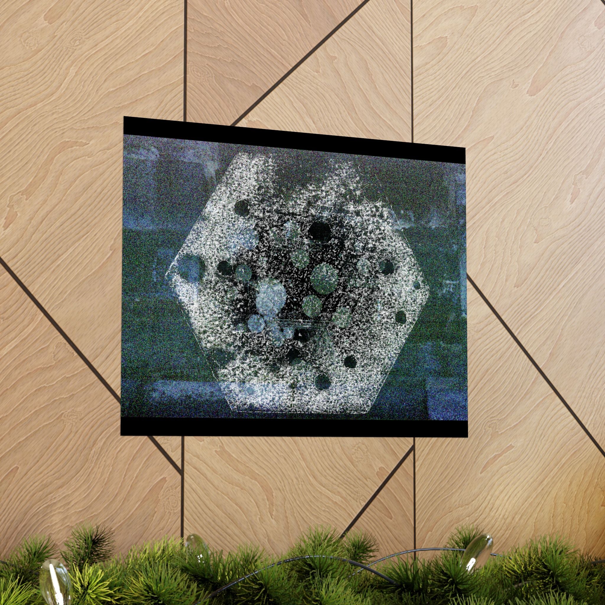 Abstract Hexagon Collage Matte Poster — Moody Blue Geometric Wall Art