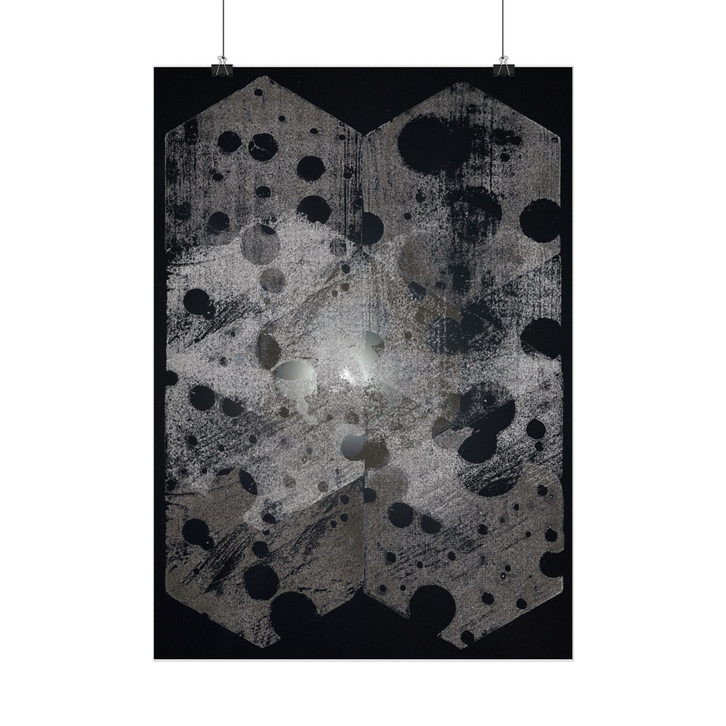 Abstracte geometrische stippenposter — Monochroom zeshoekig patroon als wanddecoratie 