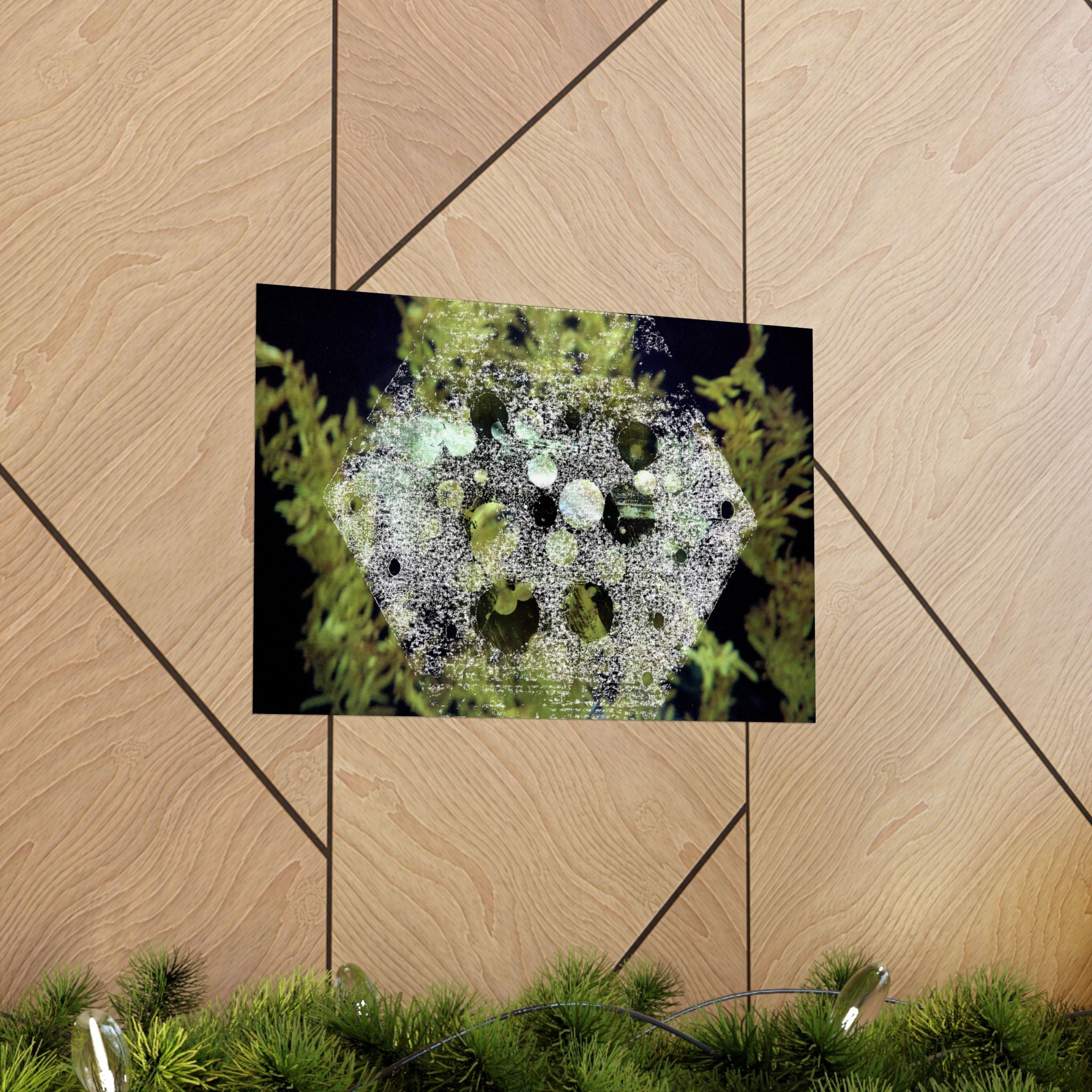 Matte horizontale poster — Abstracte zeshoekige kunst met zeekoraal