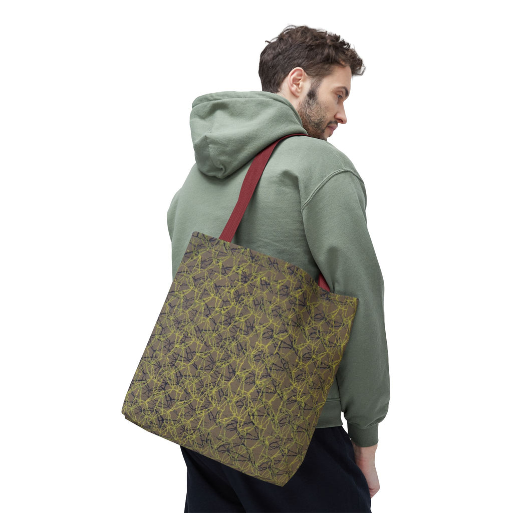 Abstract Olive Mosaic Tote Bag — All-Over-Print Reusable Shopper