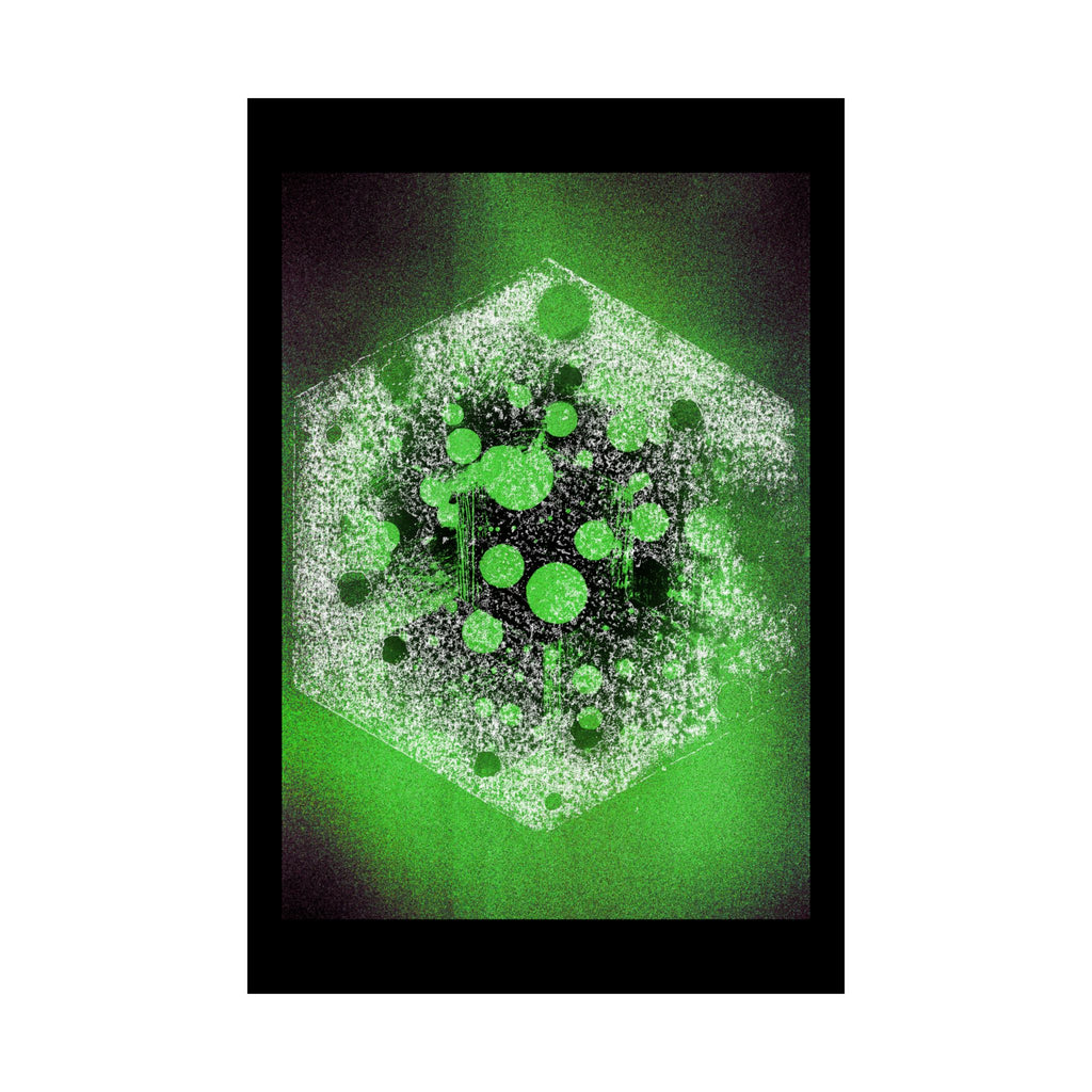Abstract Green Hexagon Poster — Matte Vertical Wall Art
