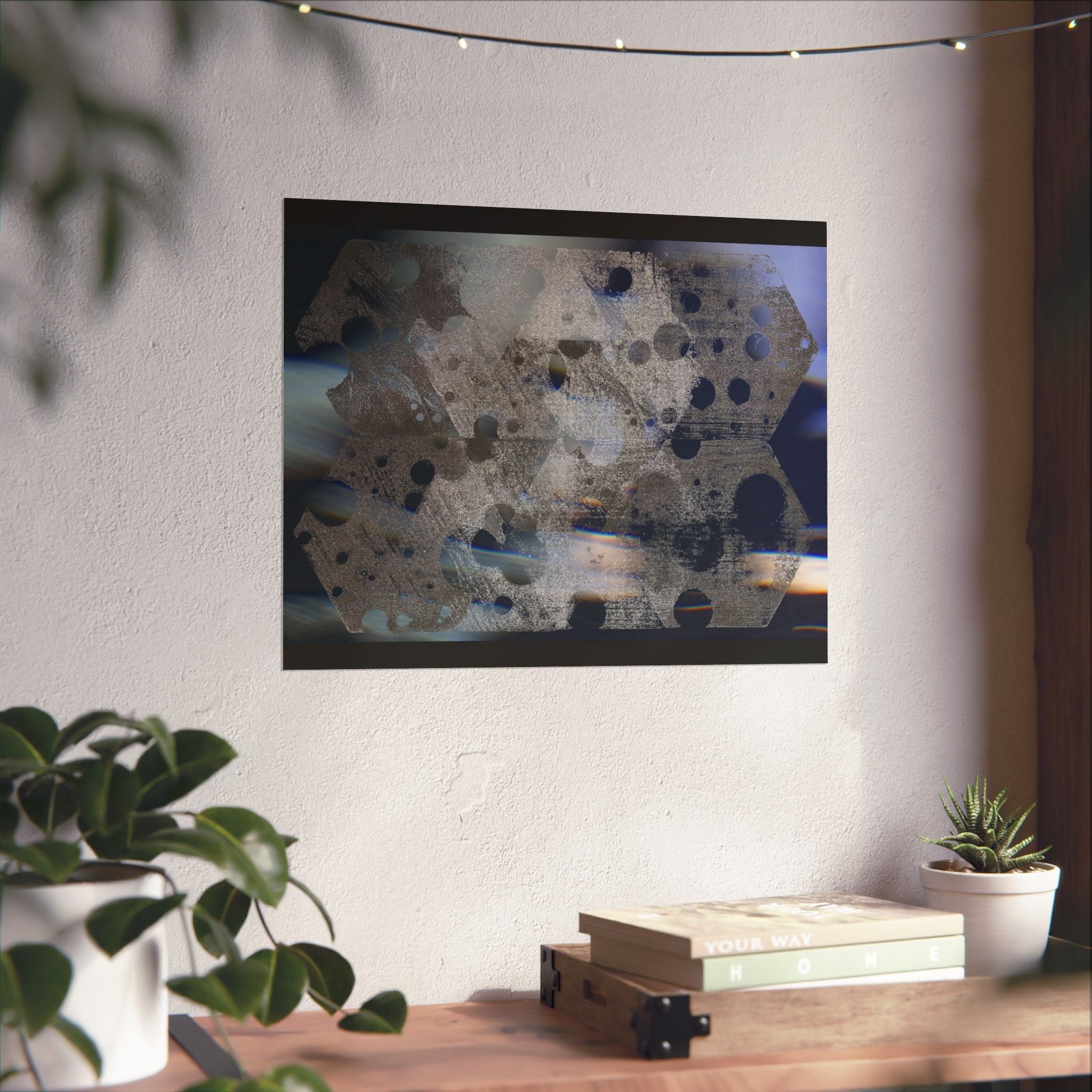 Abstracte zeshoekige matte poster — Moderne geometrische kunstprint 
