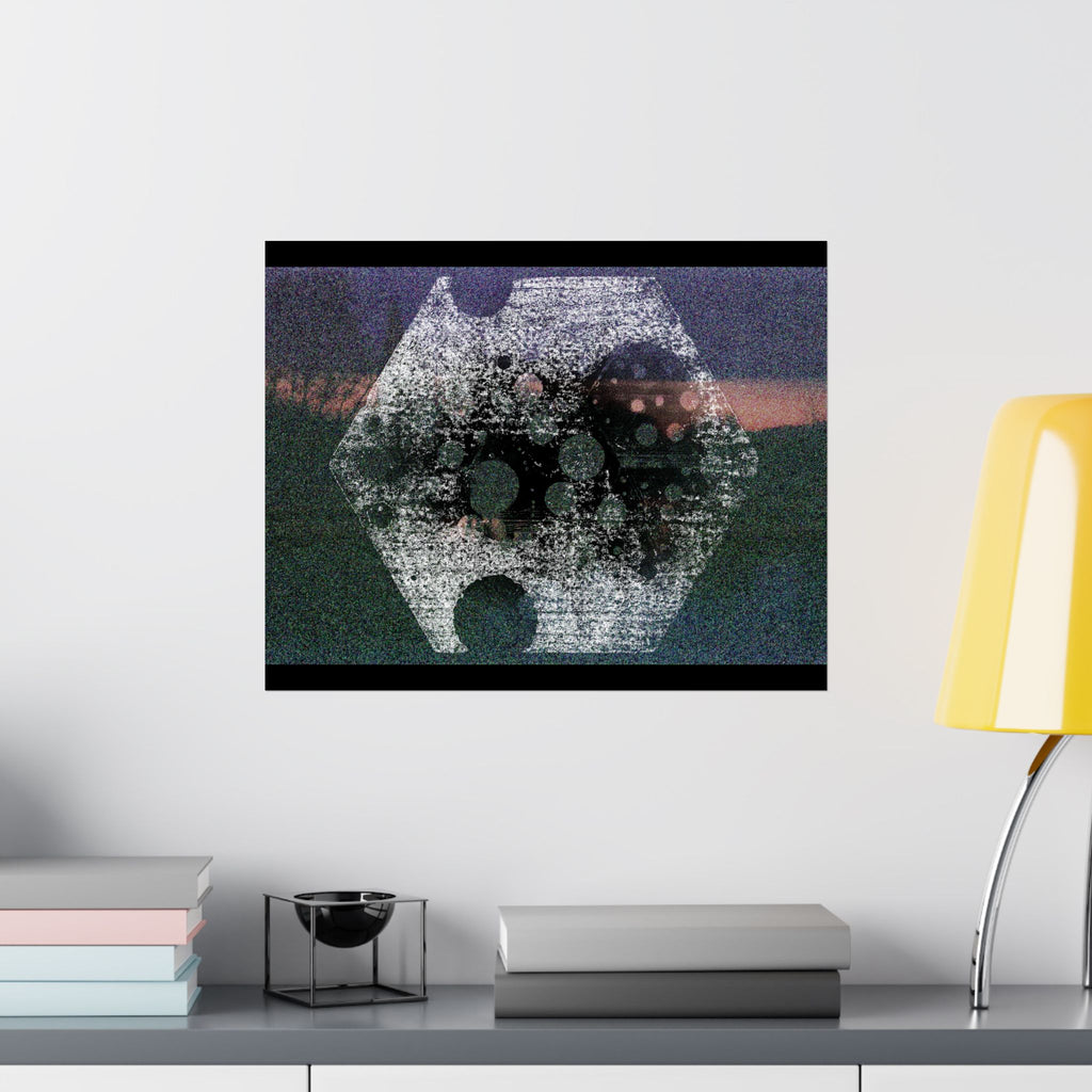 Abstract Hexagon Matte Poster — Grainy Nightscape Wall Art