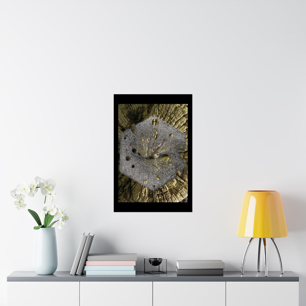 Gold Leaf Abstract Art Matte Poster | Metallic Hexagon Wall Art