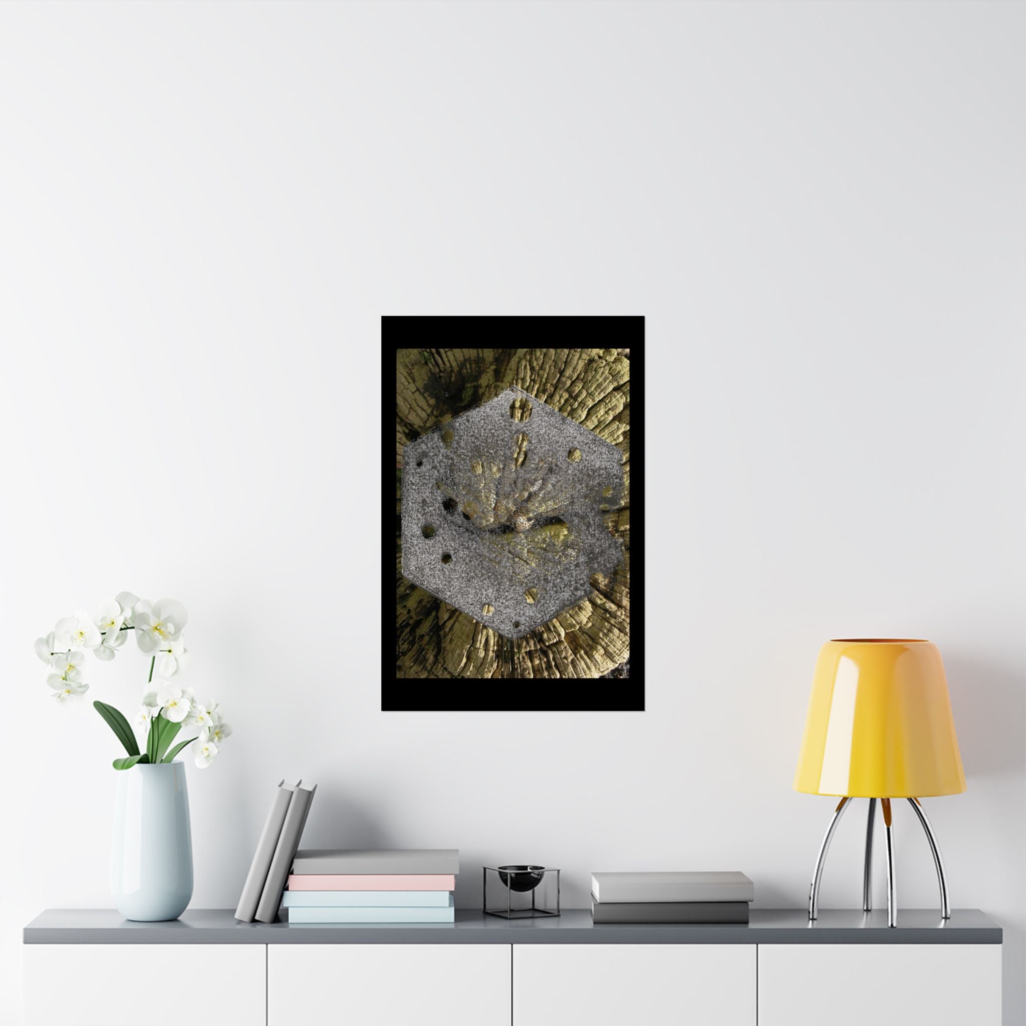 Gold Leaf Abstract Art Matte Poster | Metallic Hexagon Wall Art