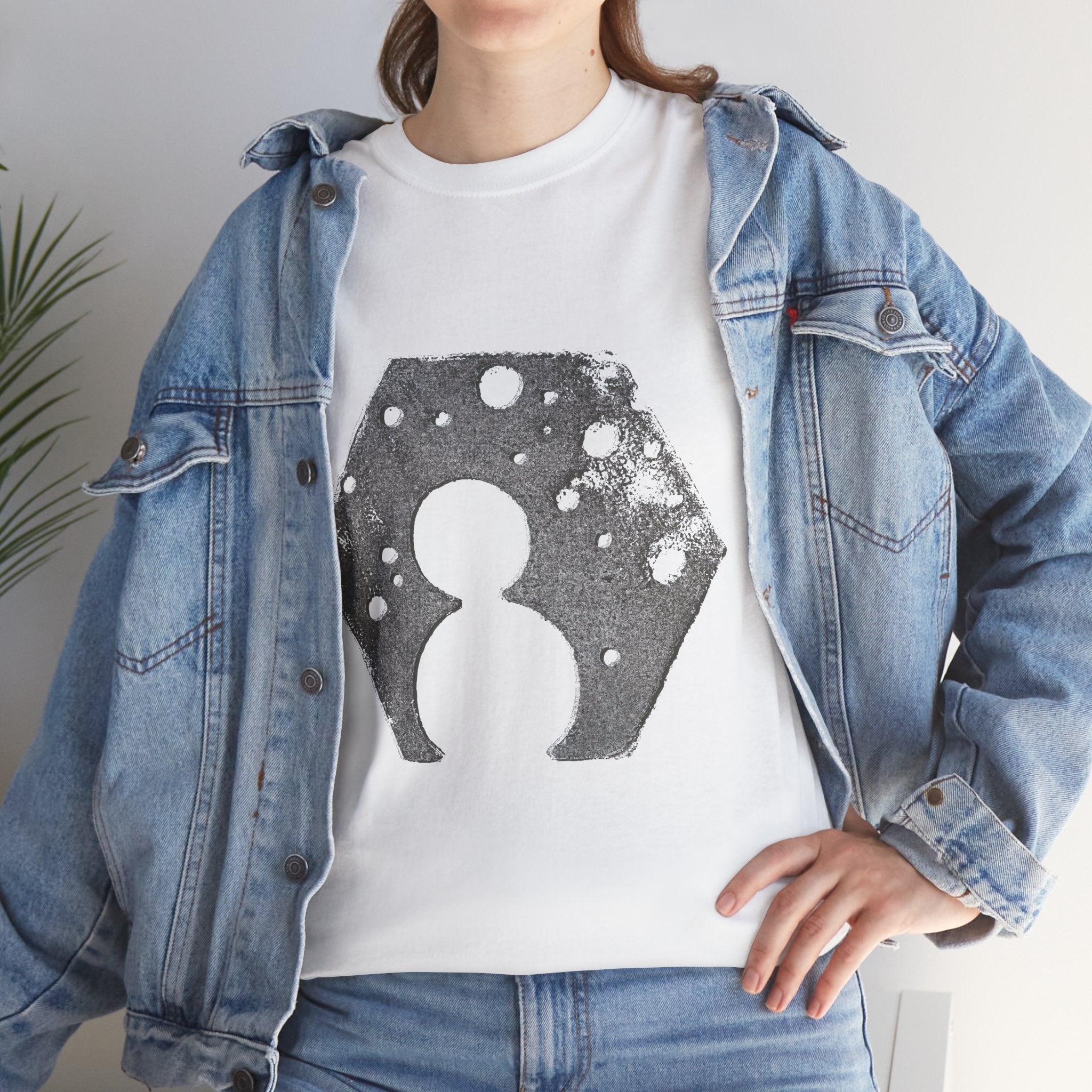 Hexagon Circles Graphic Tee — Digital Manual Print Art