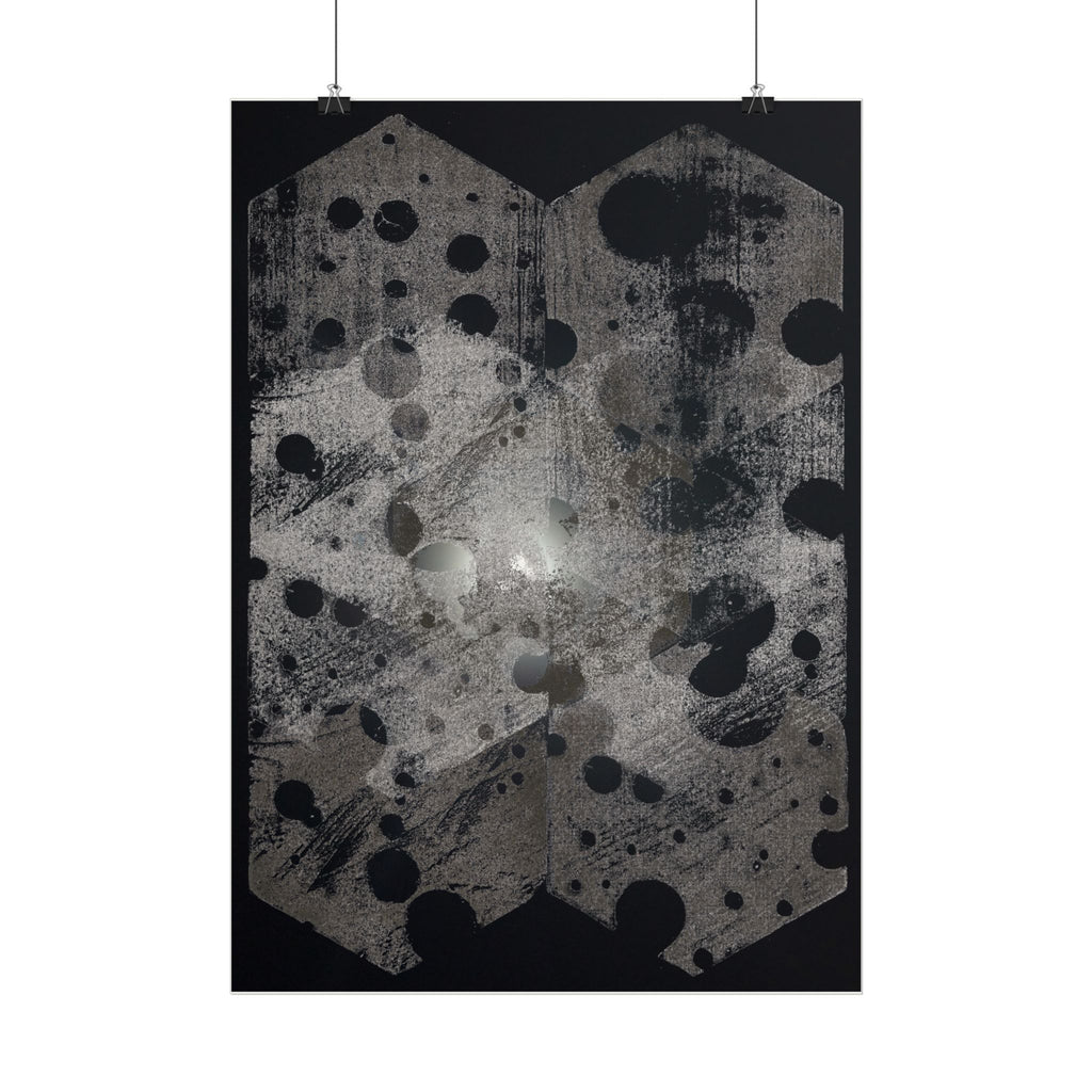 Abstracte geometrische stippenposter — Monochroom zeshoekig patroon als wanddecoratie 