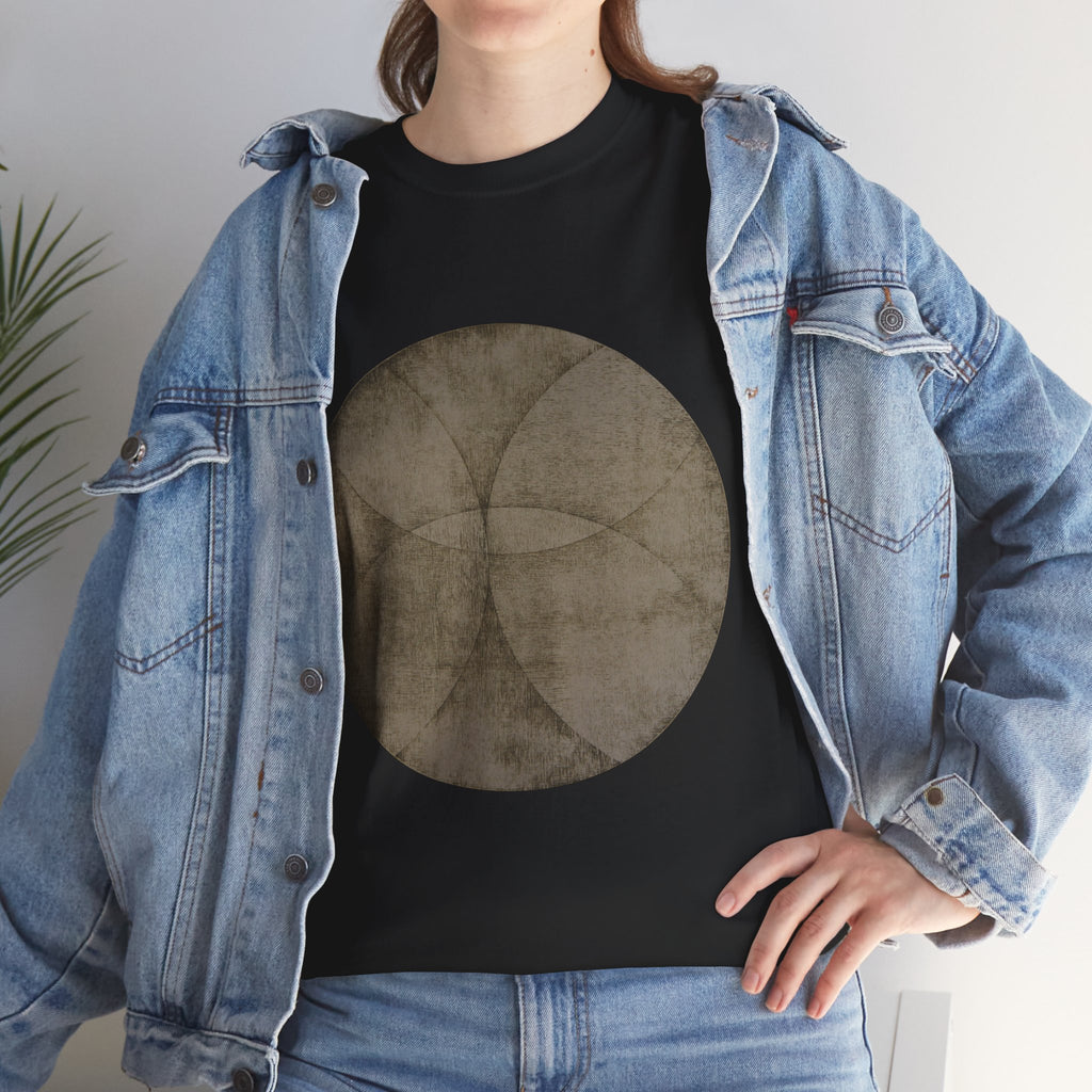 Celestial Moon Phase Tee — Earthy Vintage Circle Graphic T-Shirt
