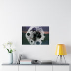 Abstract Cosmic Poster — Grainy Moon & Planetary Shapes Matte Horizontal Art Print