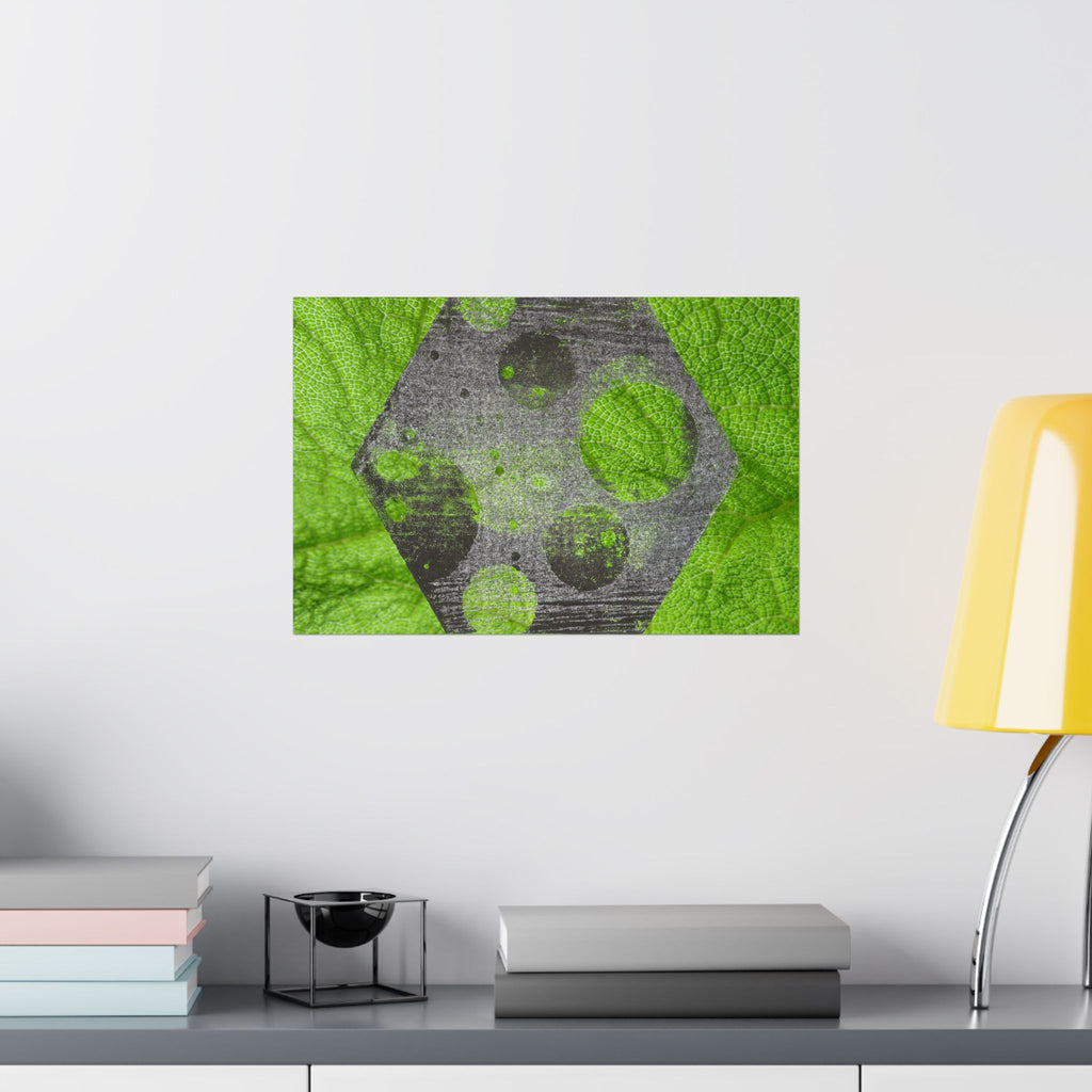 Abstract Green Hexagon Matte Poster — Modern Geometric Wall Art
