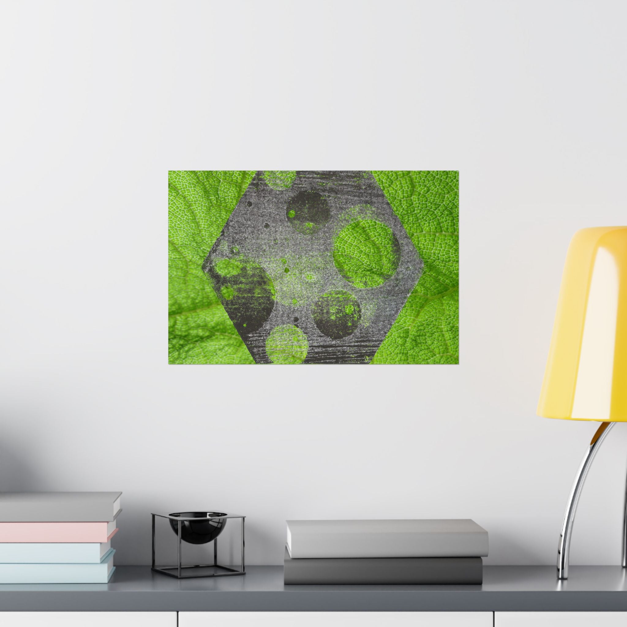 Abstract Green Hexagon Matte Poster — Modern Geometric Wall Art