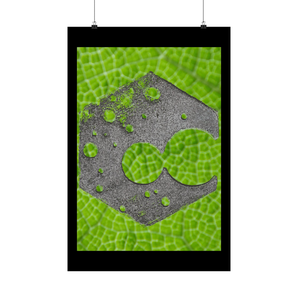 Hexagon Leaf Texture Matte Poster | Green Botanical Wall Art