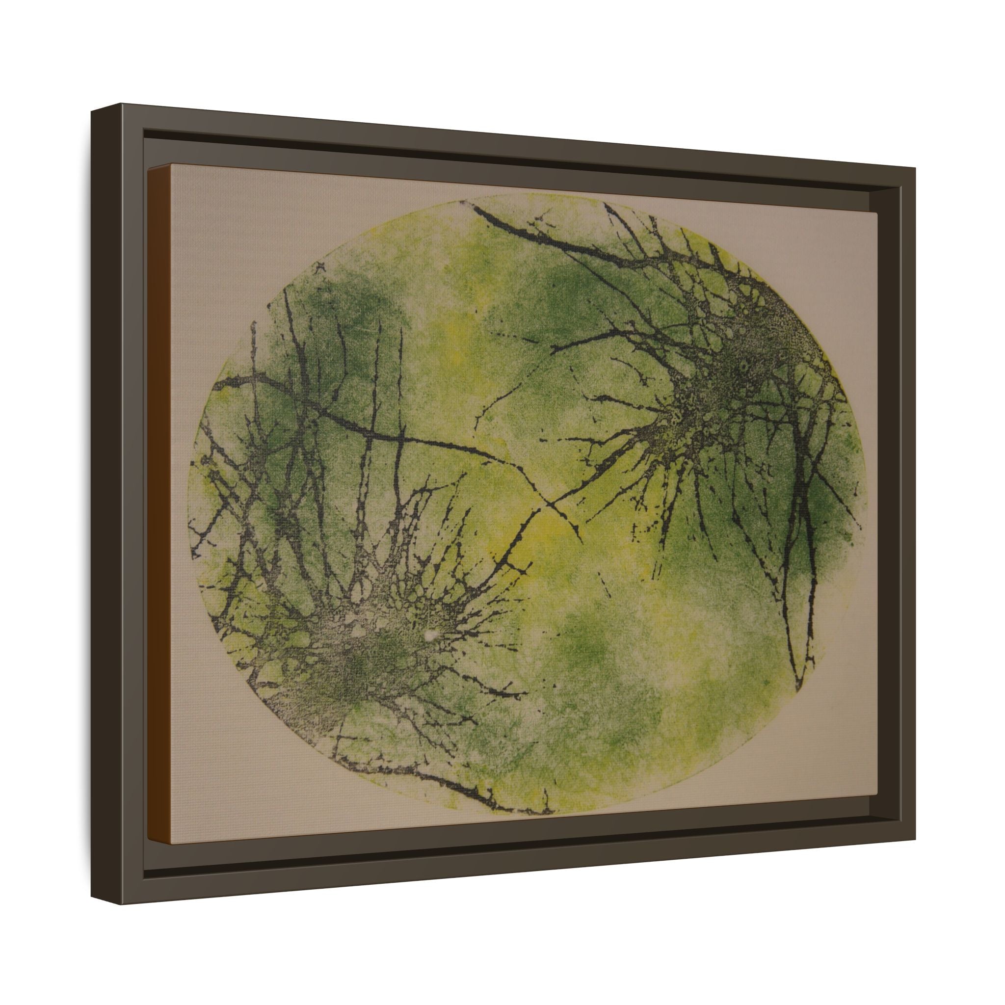 Framed Matte Canvas Art, no 48 — Twin Tree Wood-Carving Reproduction (Bistre, Camouflage Brown & Donkey Brown)