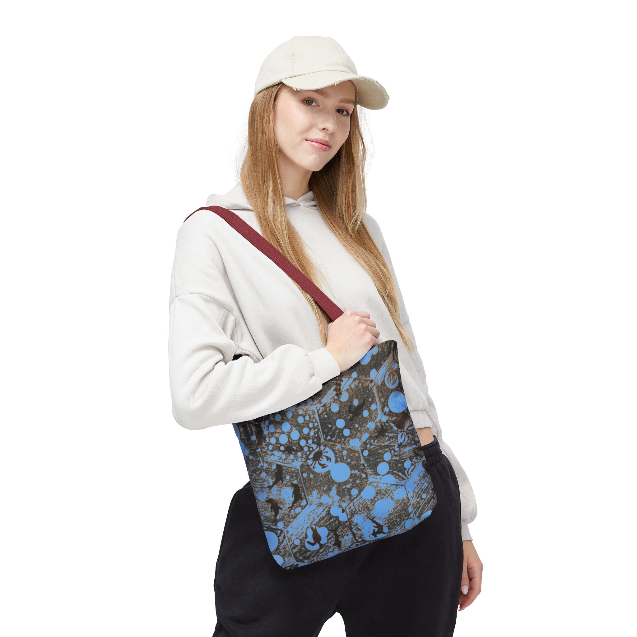 Abstract Blue Splatter Tote Bag - Artistic All-Over Print