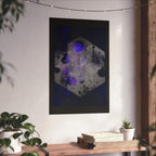 Abstract Cosmic Hex Poster — Matte Vertical Art Print (Purple & Black)