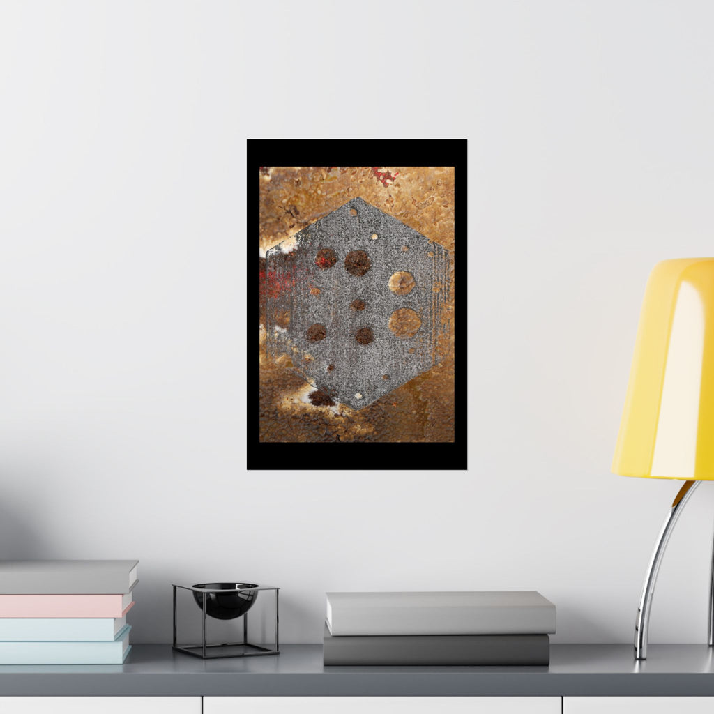 Industrial Rust Texture Matte Poster — Hex Metal Plate Wall Art