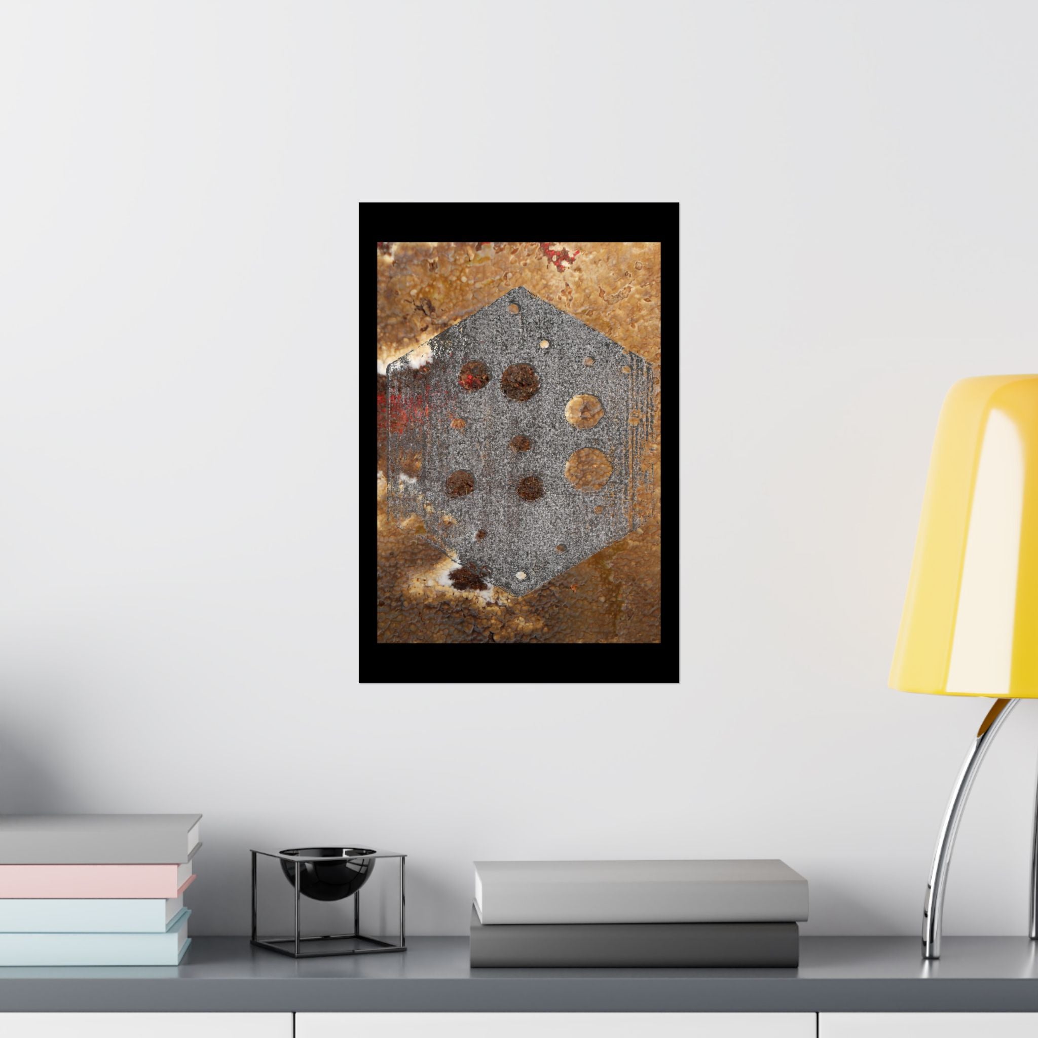 Industrial Rust Texture Matte Poster — Hex Metal Plate Wall Art