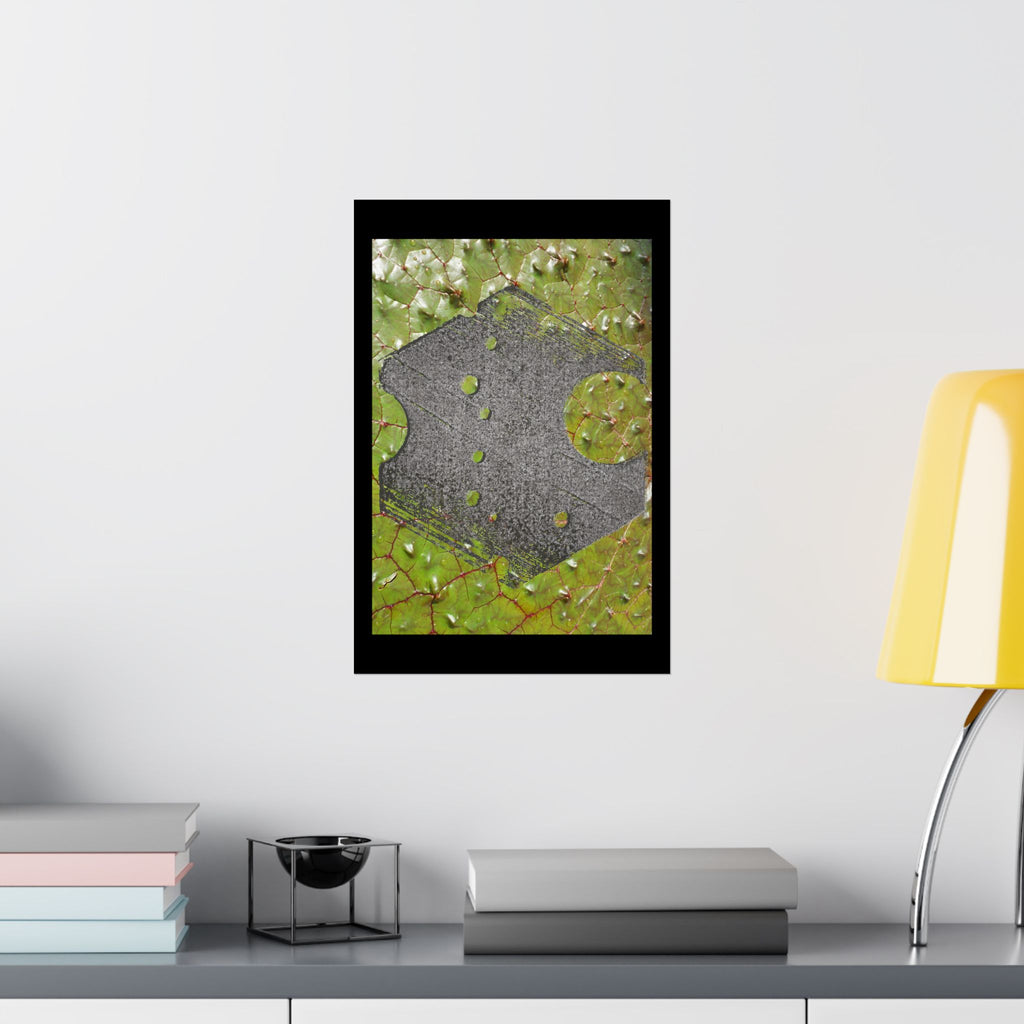 Abstract Geometric Hexagon Poster Matte Vertical | Green Leaf Texture