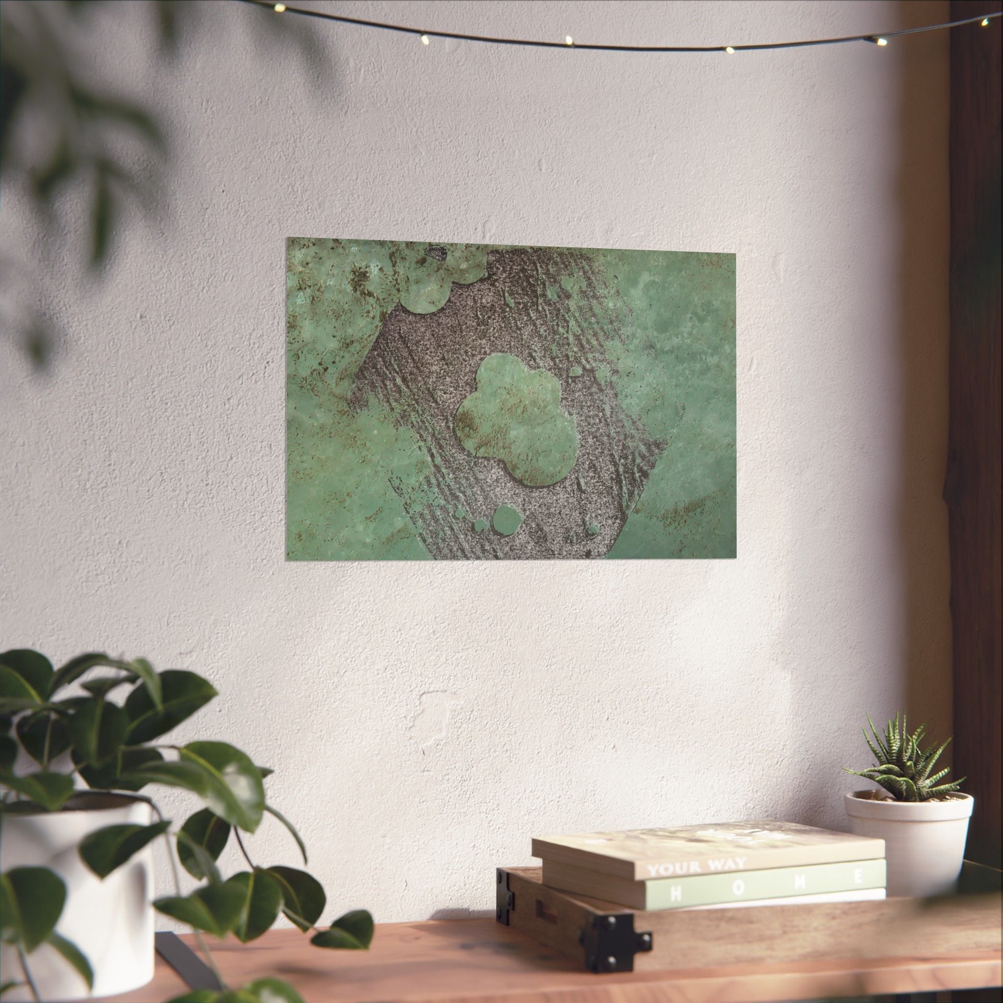 Abstracte poster met groene patina-textuur | Matte horizontale poster 