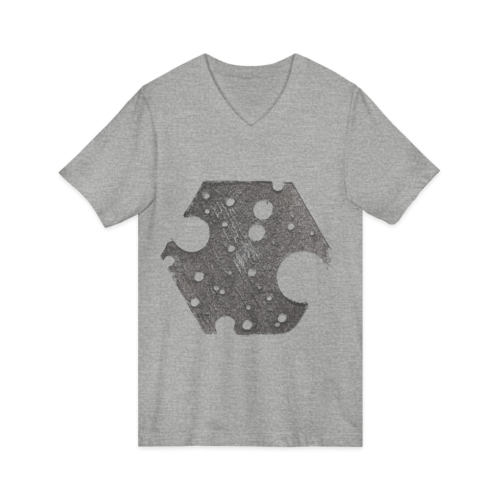 Hex Moon Graphic Tee Design Hex09 — Distressed Space Cheese Vintage Astronomy V-Neck T-Shirt