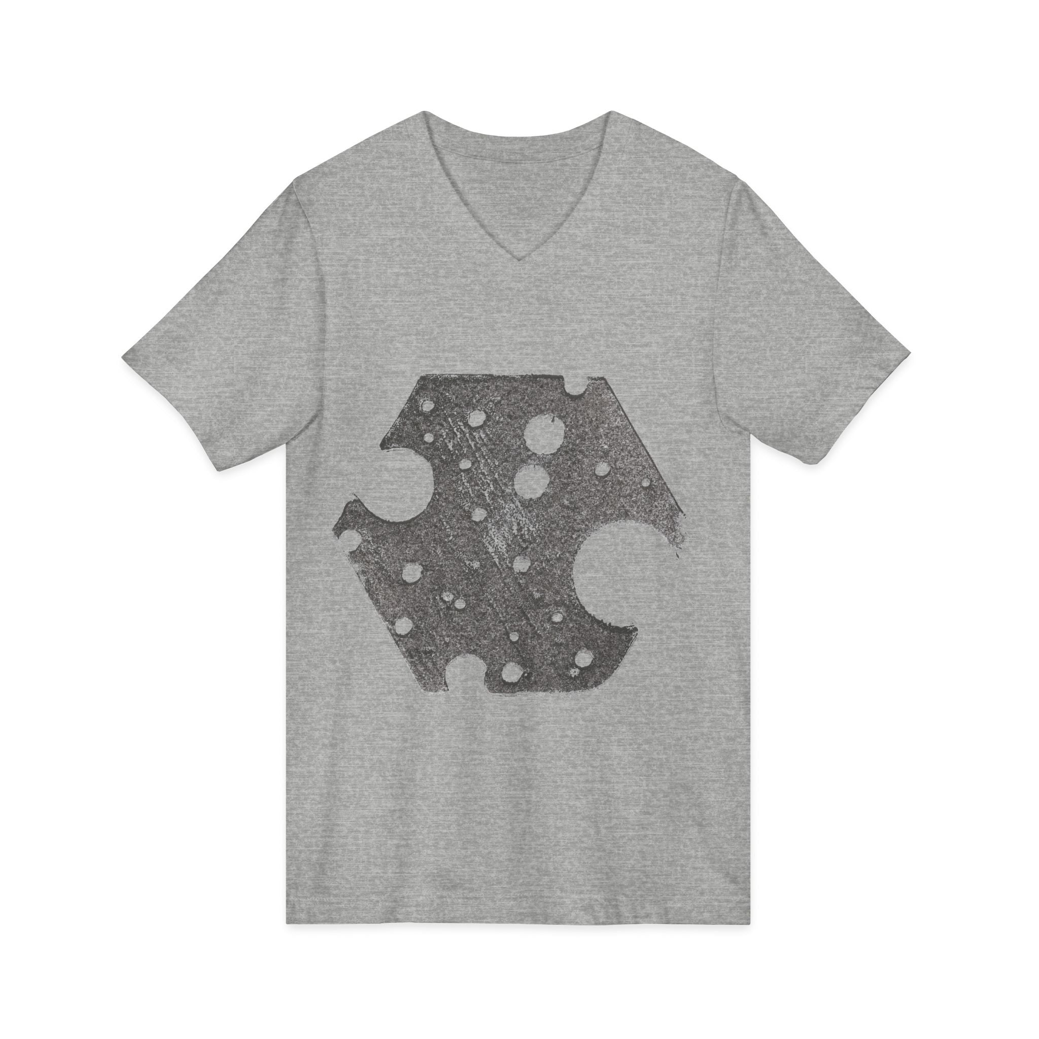 Hex Moon Graphic Tee Design Hex09 — T-shirt met V-hals en vintage astronomisch design, geïnspireerd op Space Cheese