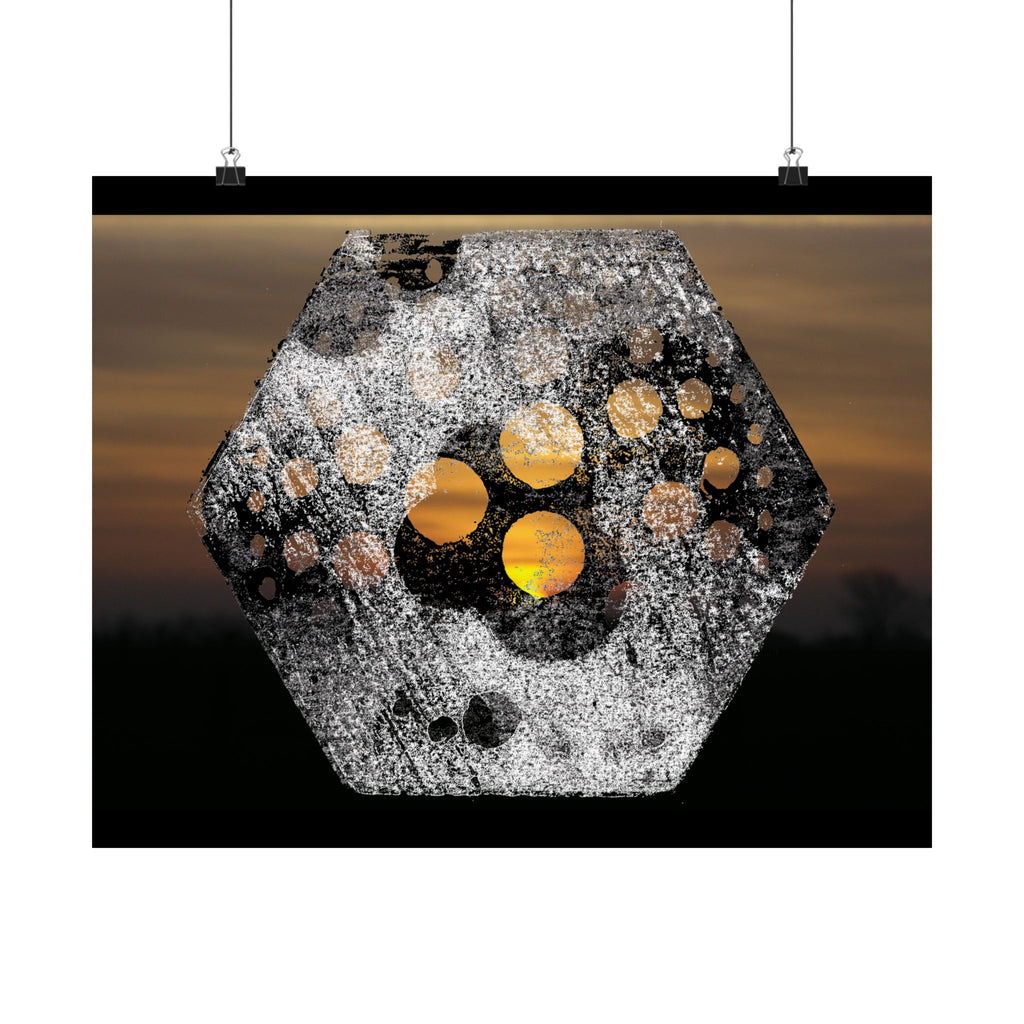 Abstract Hexagon Sunset Matte Horizontal Poster