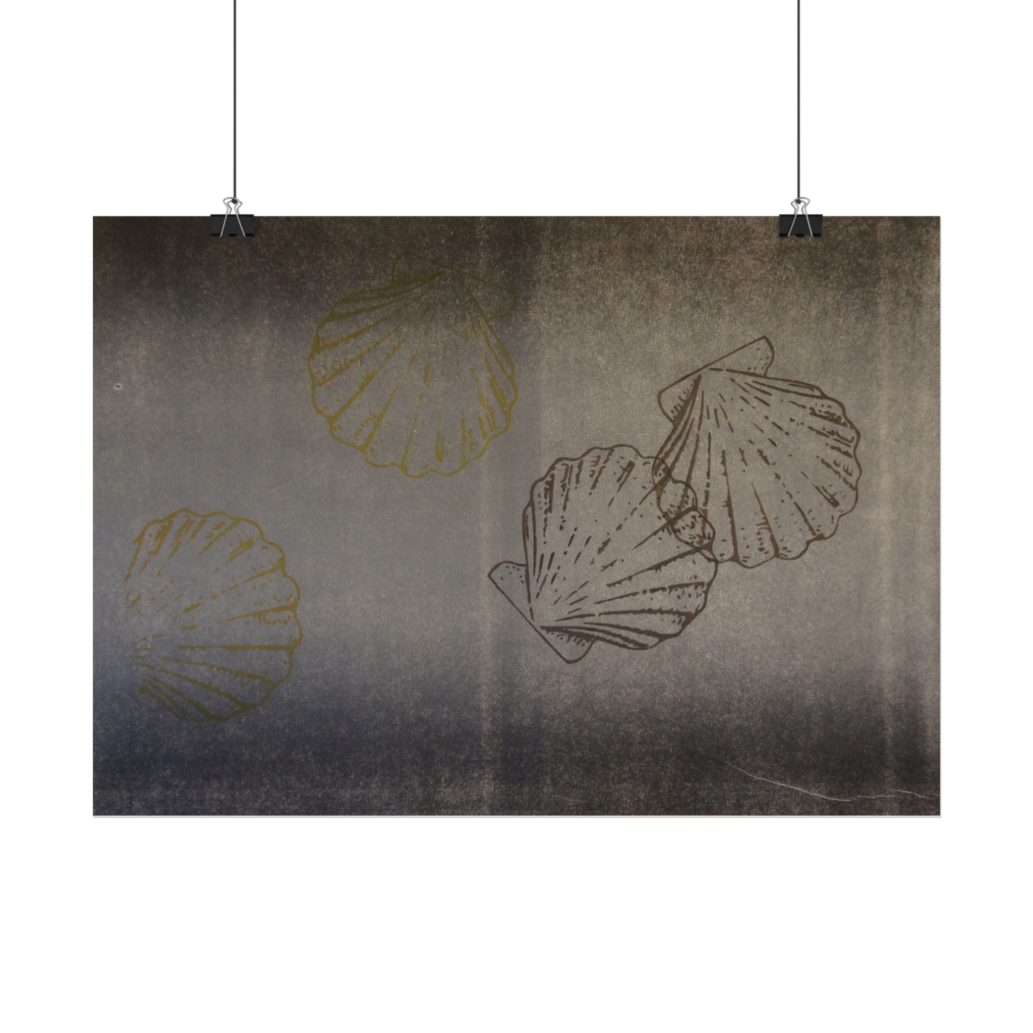 Vintage poster met schelpen — Muurdecoratie met kustthema 