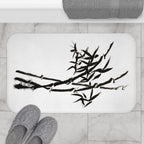 Zen Bamboo Bath Mat — Minimal Black Ink Sumi-e Design