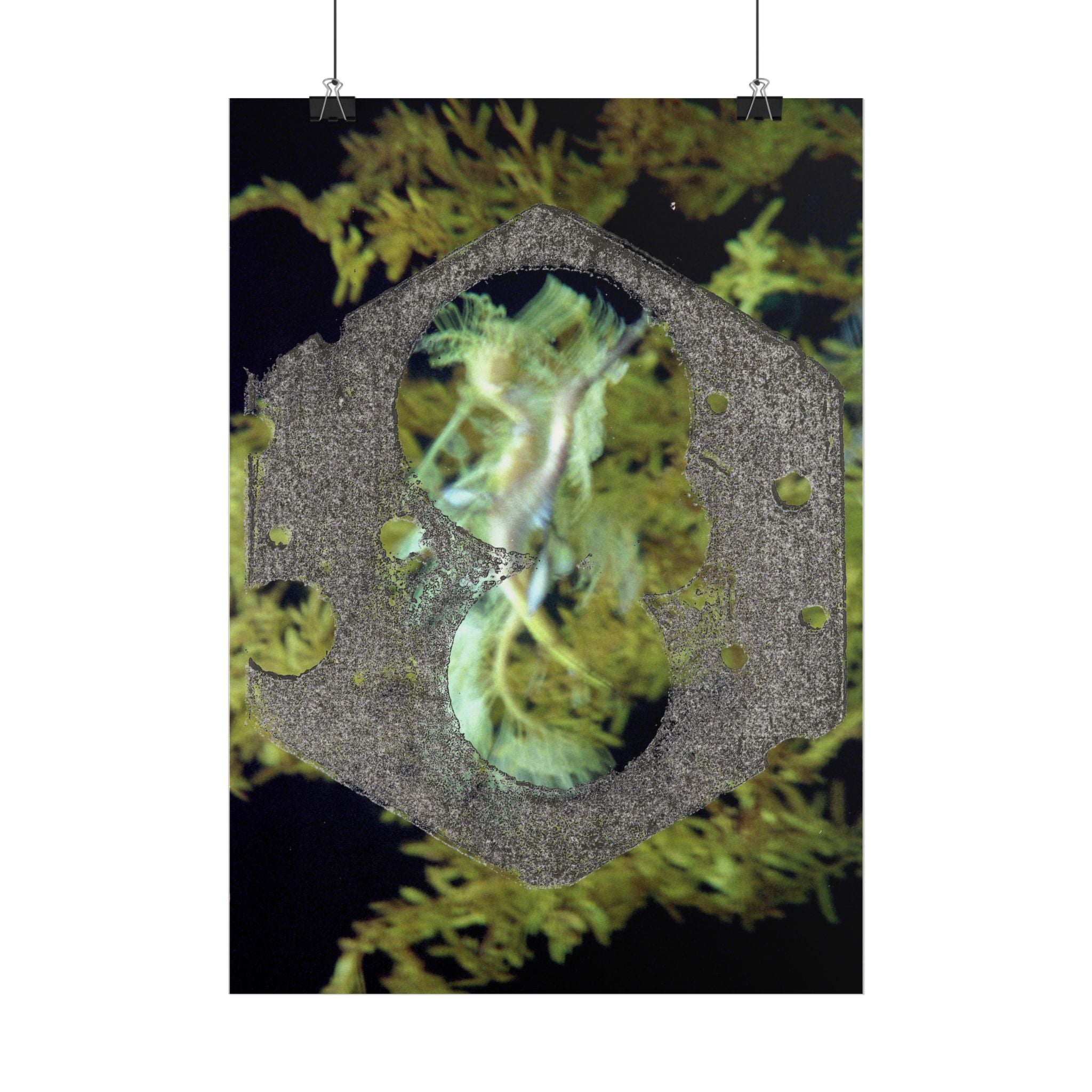 Abstracte zeshoekige ringposter | Verticale kunstprint