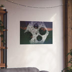 Abstract Cosmic Hex Matte Poster — Surreal Moon & Film Reel Wall Art