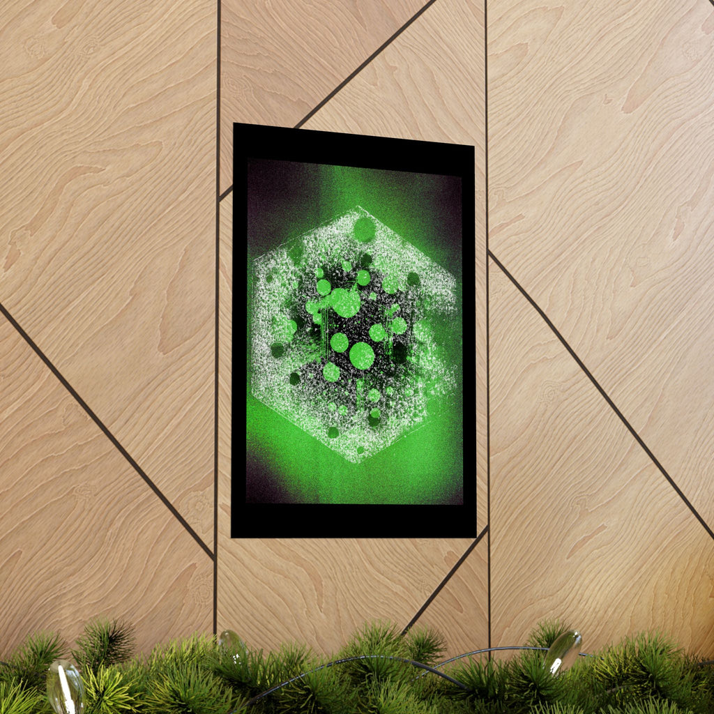 Abstract Green Hexagon Poster — Matte Vertical Wall Art