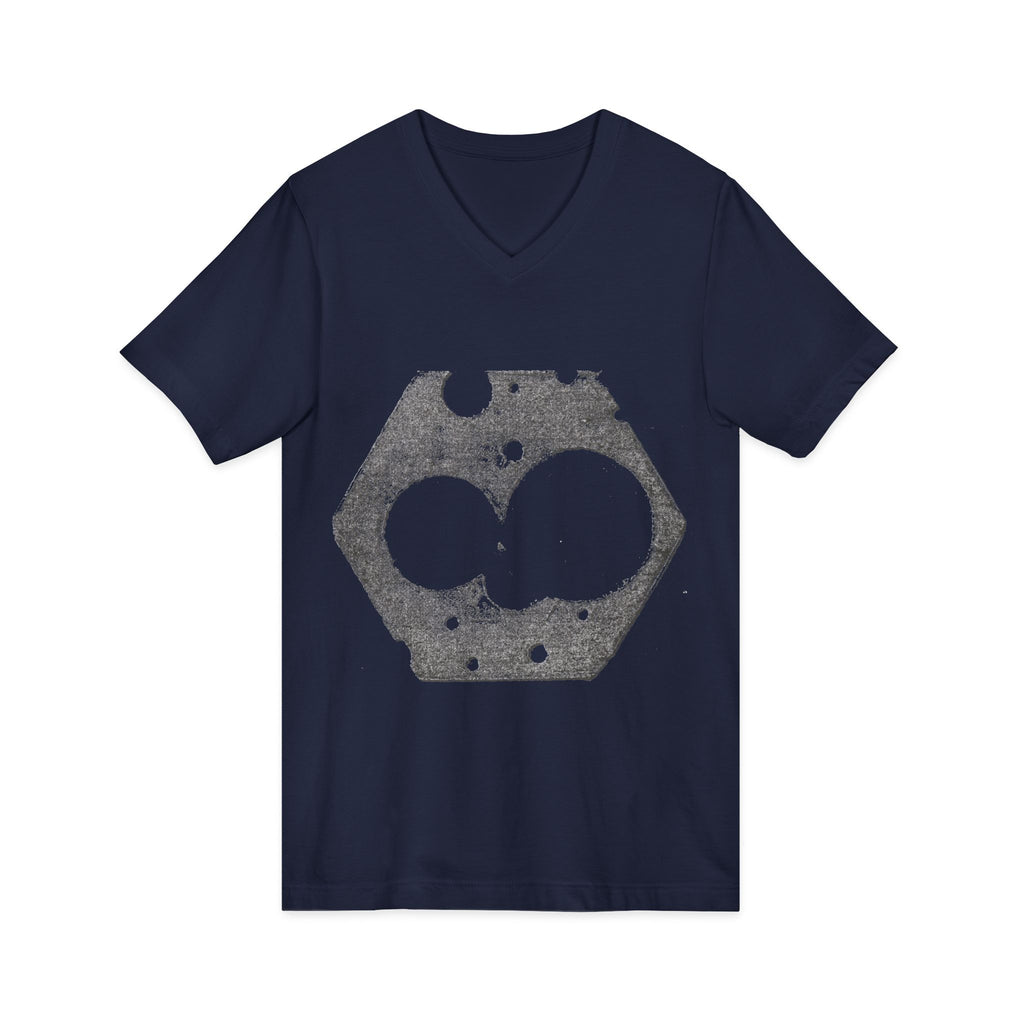 Hex Moon Graphic V-Neck Tee Design Hex04 — Distressed Space Cheese Vintage Astronomy V-Neck T-Shirt