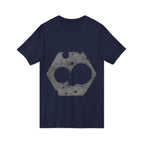 Hex Moon Graphic V-Neck Tee Design Hex04 — Distressed Space Cheese Vintage Astronomy V-Neck T-Shirt