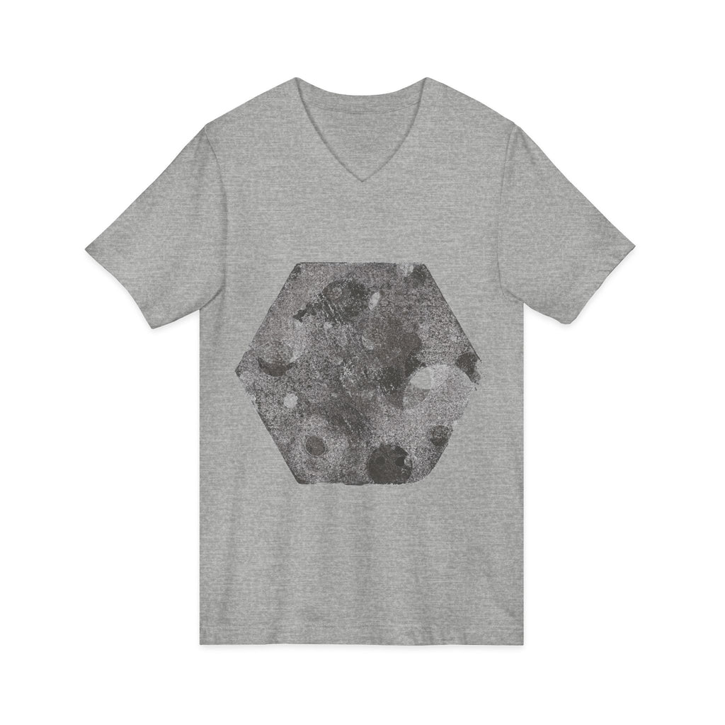 Hex Moon Graphic Tee Design Hex14 — Distressed Space Cheese Vintage Astronomy V-Neck T-Shirt