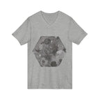 Hex Moon Graphic Tee Design Hex14 — Distressed Space Cheese Vintage Astronomy V-Neck T-Shirt