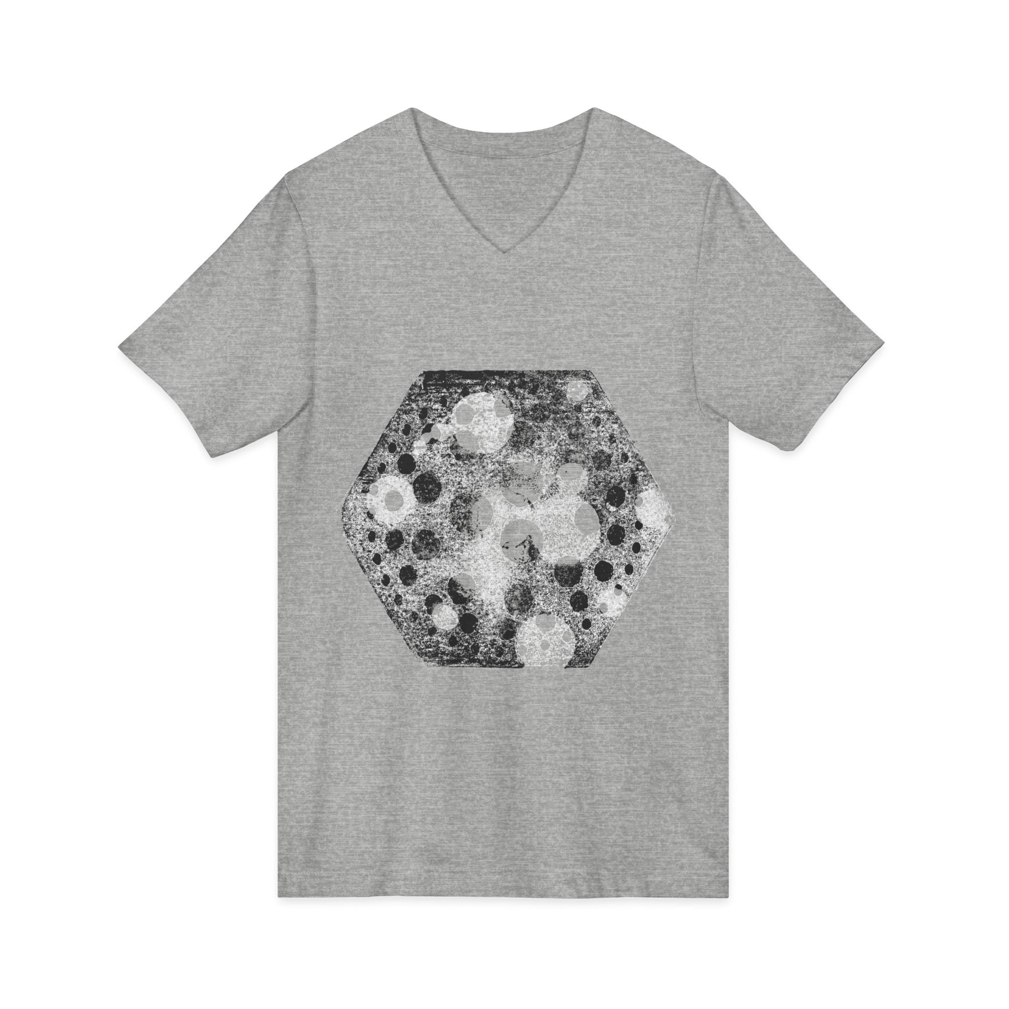 Hex Moon Graphic V-hals T-shirt Design Hex17 — Verweerde Space Cheese Vintage Astronomie V-hals T-shirt 