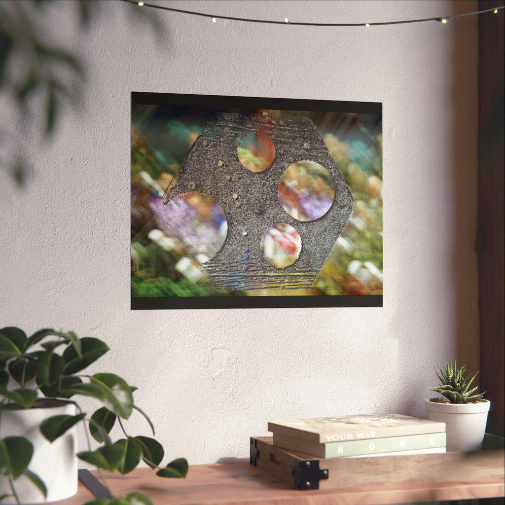 Abstract Geometric Hole Pattern Matte Horizontal Poster | Modern Texture Wall Art