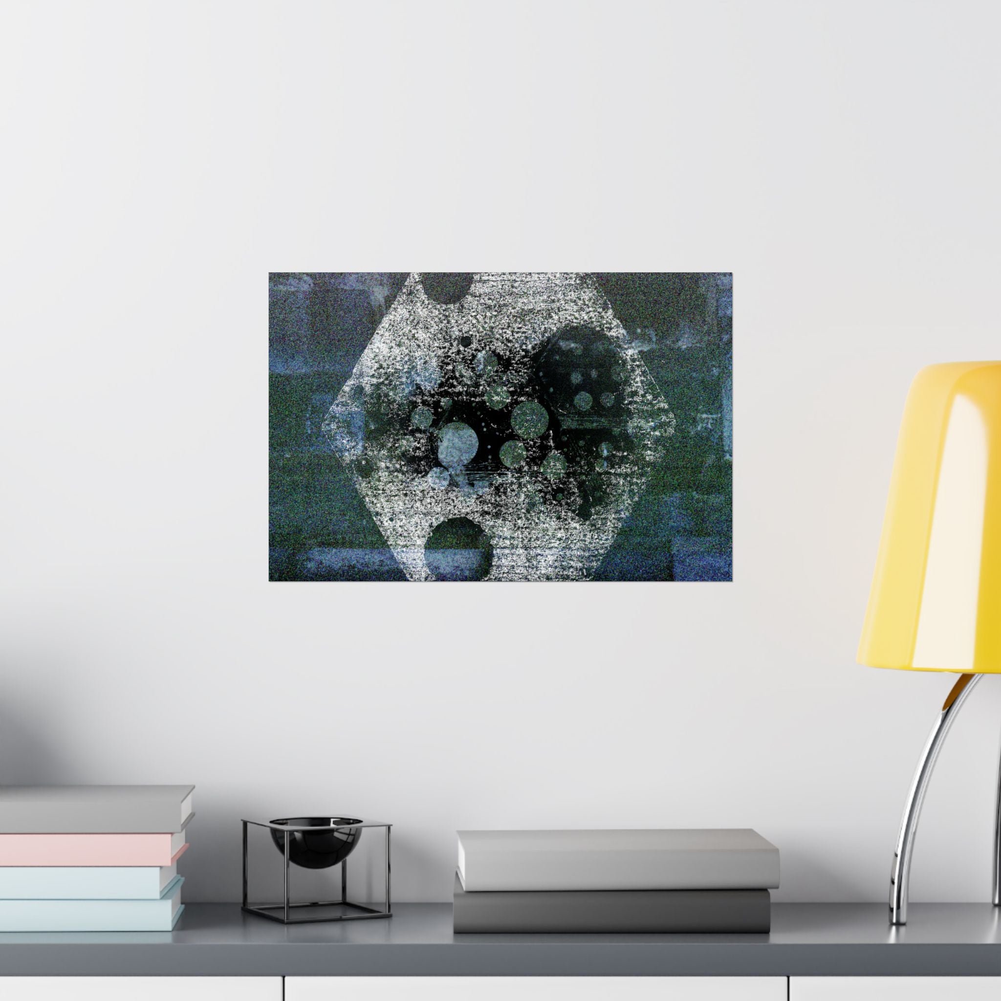 Abstract Geometric Matte Poster — Hexagon & Circles Art Print (Horizontal)