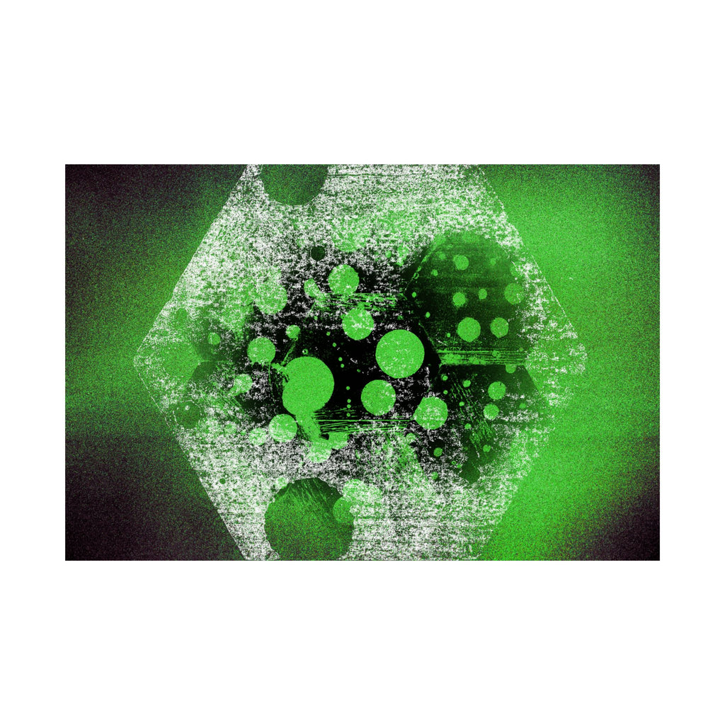 Abstract Neon Green Geometric Poster — Matte Horizontal Art Print